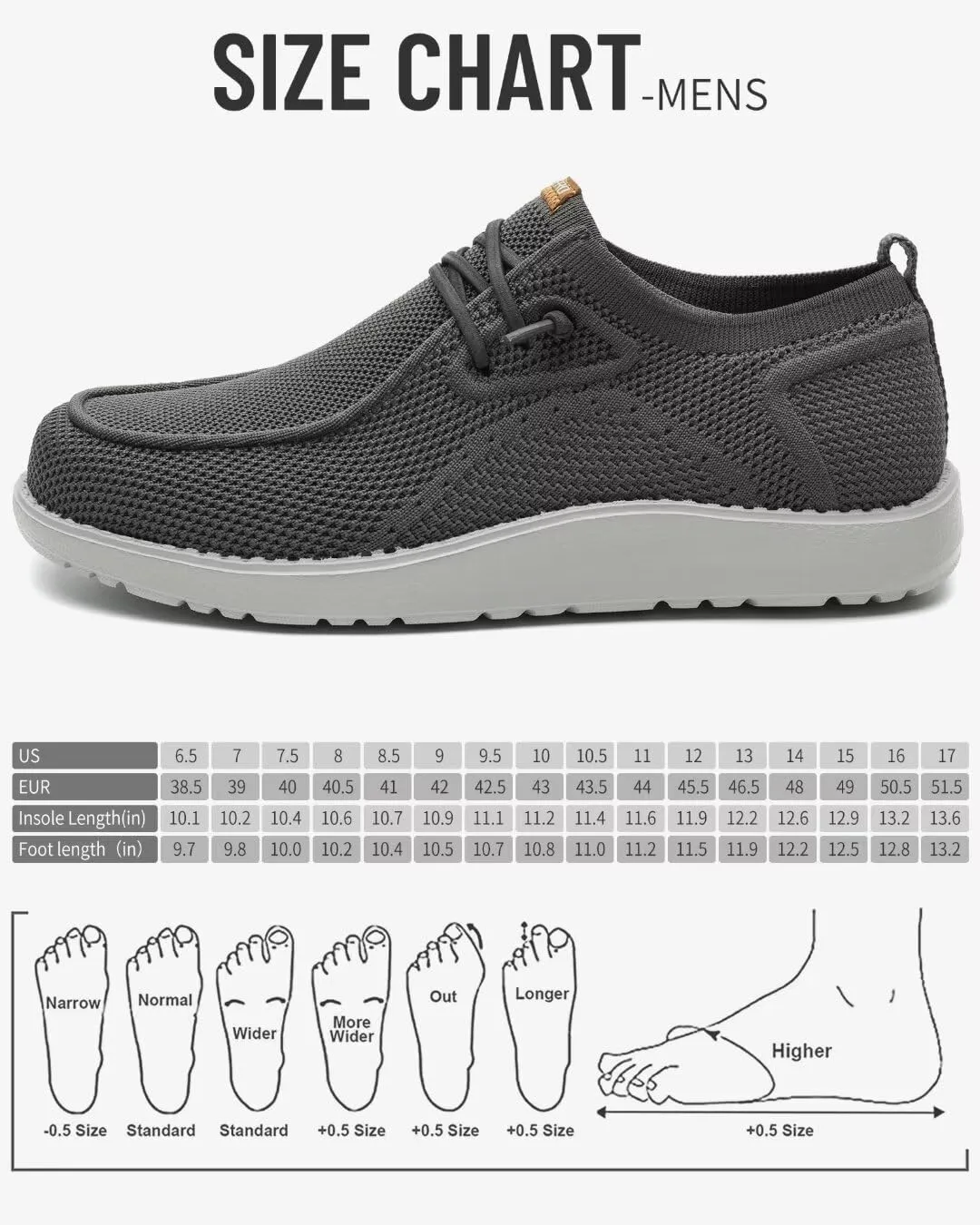 1TAZERO Men Wide Width Slip On Shoes Loafer with Arch Support Insoles Men Casual Shoes for Plantar Fasciiti with Arch Support