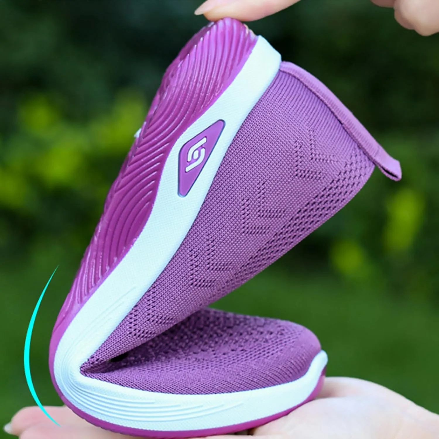 2024 New Knitted Sneakers for Women, Soft Sole Platform Casual Orthopedic Breathable Soft Slip On Foam Walking Shoes. (Gray,9)