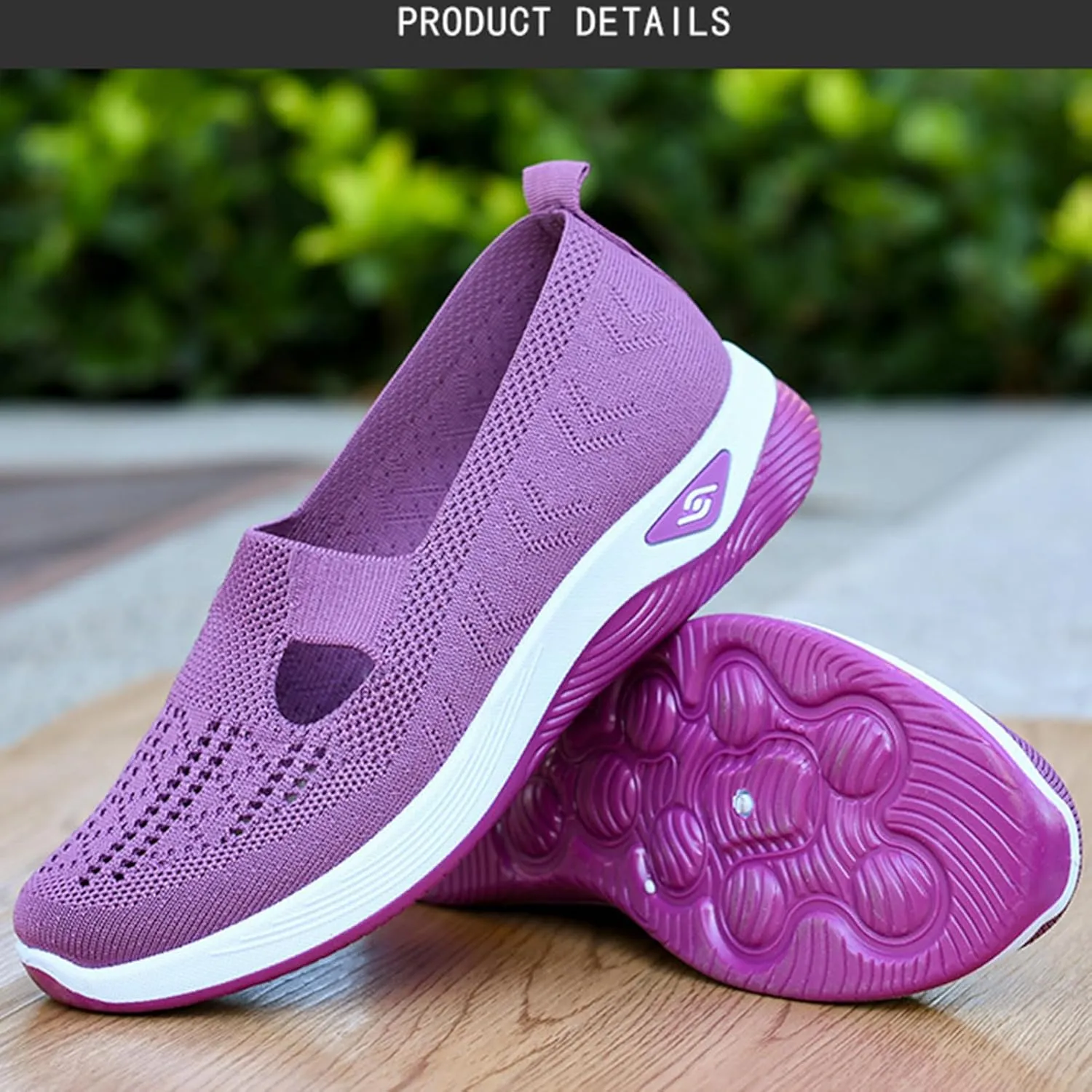 2024 New Knitted Sneakers for Women, Soft Sole Platform Casual Orthopedic Breathable Soft Slip On Foam Walking Shoes. (Gray,9)