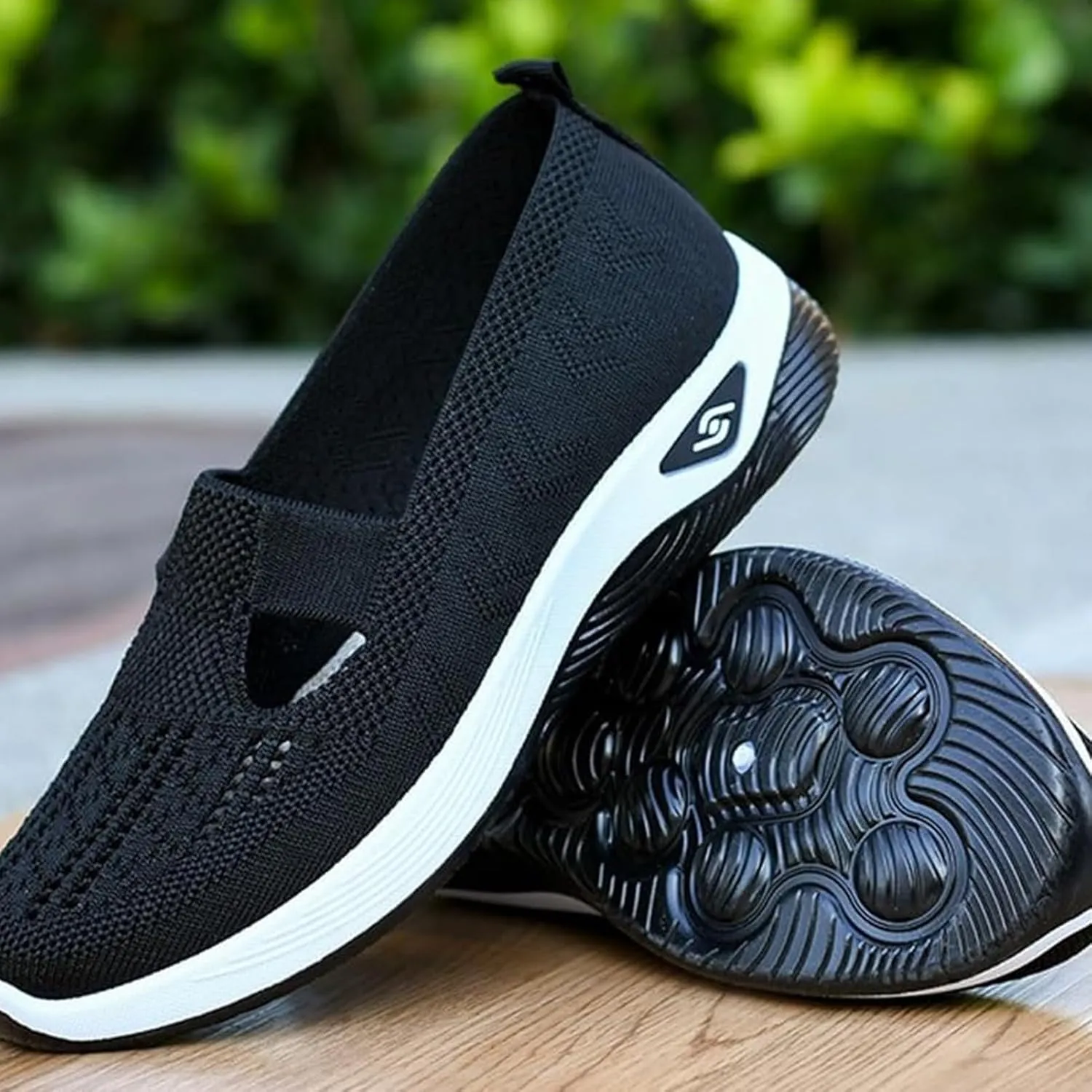 2024 New Knitted Sneakers for Women, Soft Sole Platform Casual Orthopedic Breathable Soft Slip On Foam Walking Shoes. (Gray,9)