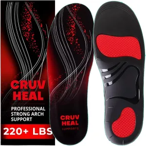 220  lbs Plantar Fasciitis High Arch Support Insoles Men Women - Orthotic Shoe Inserts - Boot Work Shoe Insole (XL, Black)