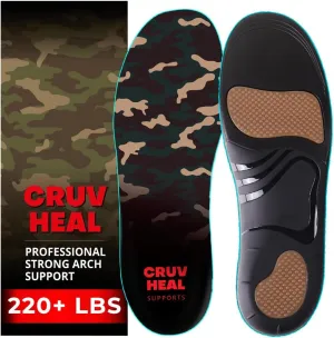 220  lbs Plantar Fasciitis High Arch Support Insoles Men Women - Orthotic Shoe Inserts - Boot Work Shoe Insole (XL, Dark Military)