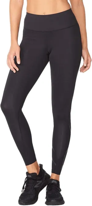 2XU Womens Force Mid-Rise Compression Tights with Flat-Wide Waistband for Training and Fitness