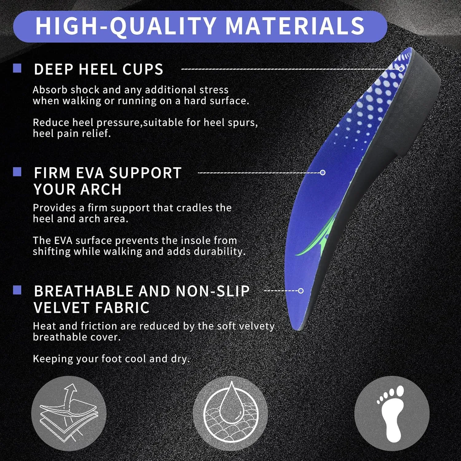 3/4 Arch Support Insoles for Men and Women, Plantar Fasciitis Insoles, Orthotic Inserts for Flat Feet Over-Pronation, Rigid High Arch Support Shoe Insoles for Heel Spurs Foot Pain Relief, M