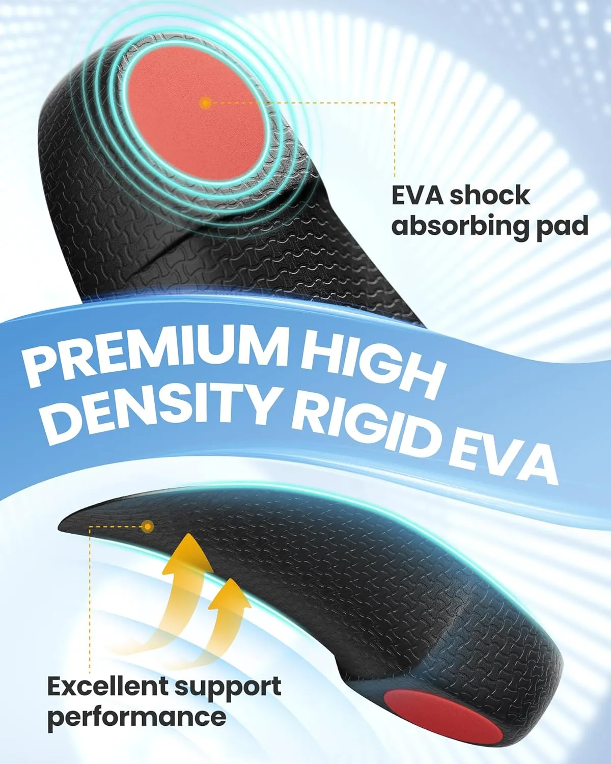 3/4 Arch Support Insoles for Women/Men, QBK Orthotics Shoe Insoles High Arch Supports Shoe Insoles for Plantar Fasciitis, Flat Feet, Over-Pronation, Relief Heel Spur Pain，L