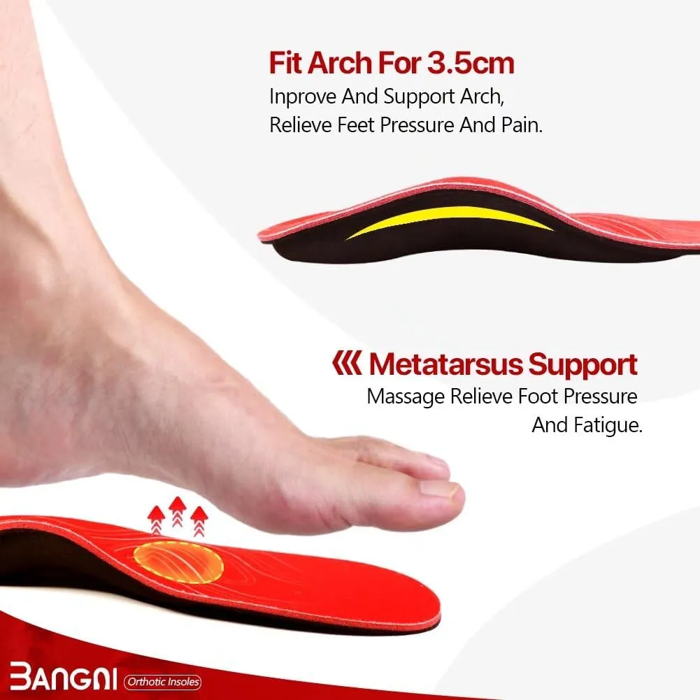3ANGNI Arch Support Insoles, Orthotic Insoles for Flantar Fasciitis Flat Feet Low Arch Pronation Metatarsalgia, High Arch Foot Support Orthopedic Insert Men Women