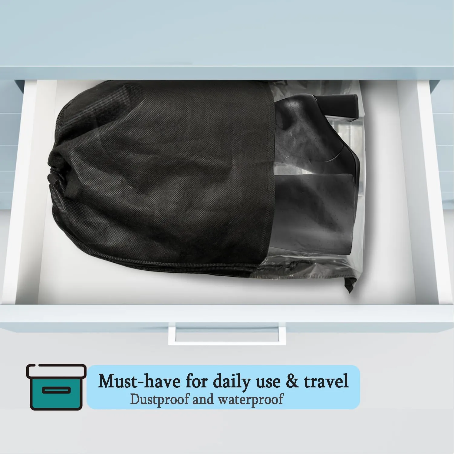 6 Pack Shoe Bags for Tall Boot Knee High Boot Storage Bag - 19.6" X 23.6", Black