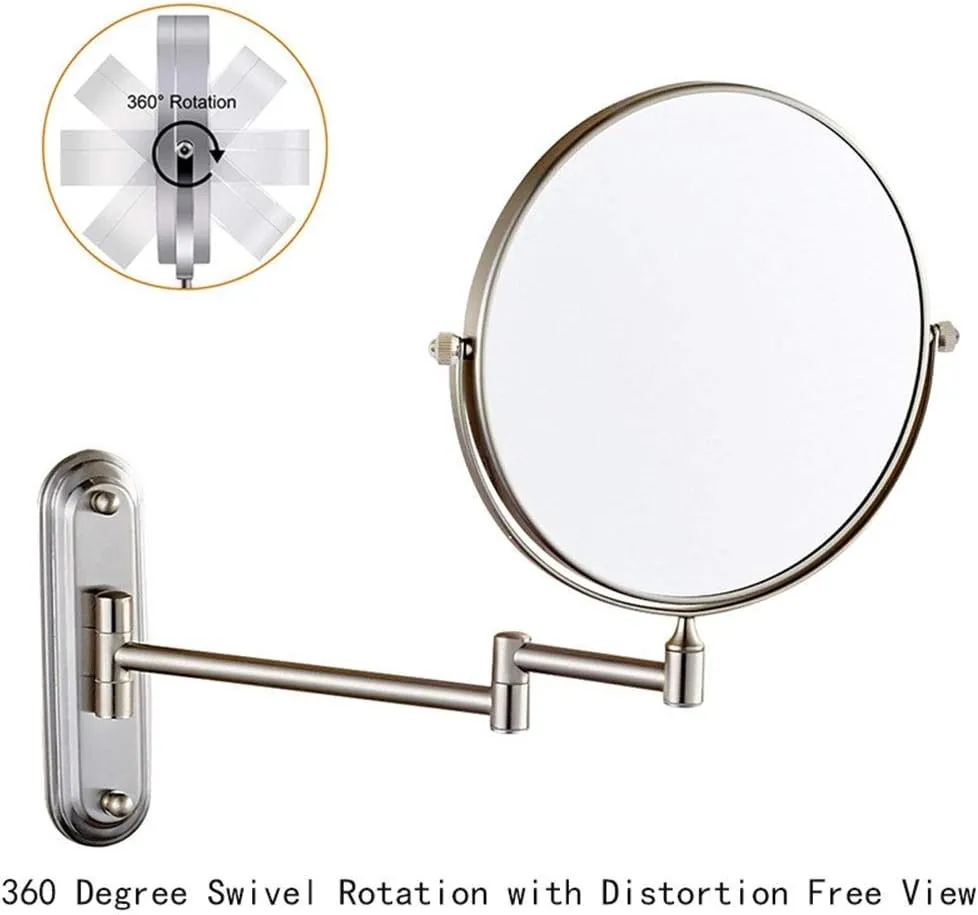 6/8-Inch Wall Mounted Makeup Mirror, Two-Sided Swivel Wall Mount Mirror, 3/5/7/10x Magnification, 360 Degree Swivel(8in,3X)