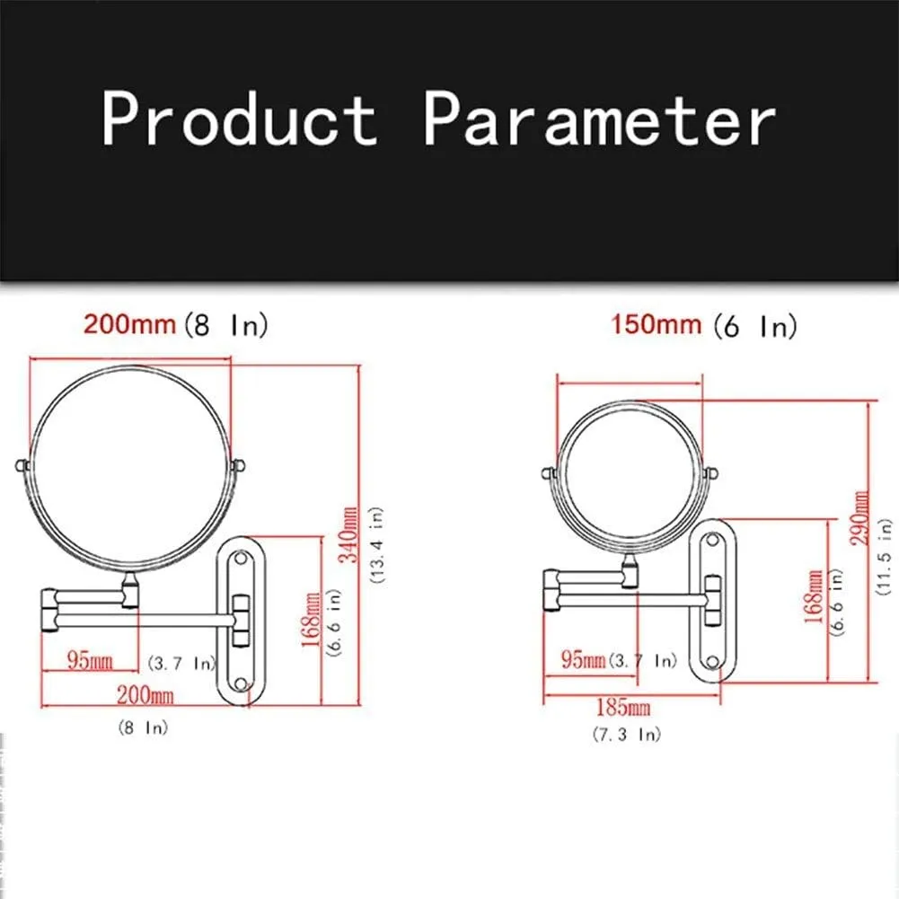 6/8-Inch Wall Mounted Makeup Mirror, Two-Sided Swivel Wall Mount Mirror, 3/5/7/10x Magnification, 360 Degree Swivel(8in,3X)