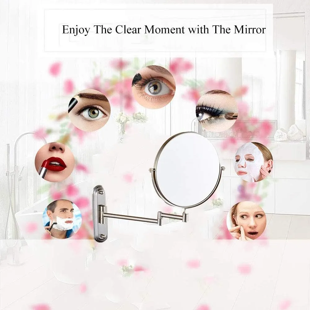 6/8-Inch Wall Mounted Makeup Mirror, Two-Sided Swivel Wall Mount Mirror, 3/5/7/10x Magnification, 360 Degree Swivel(8in,3X)