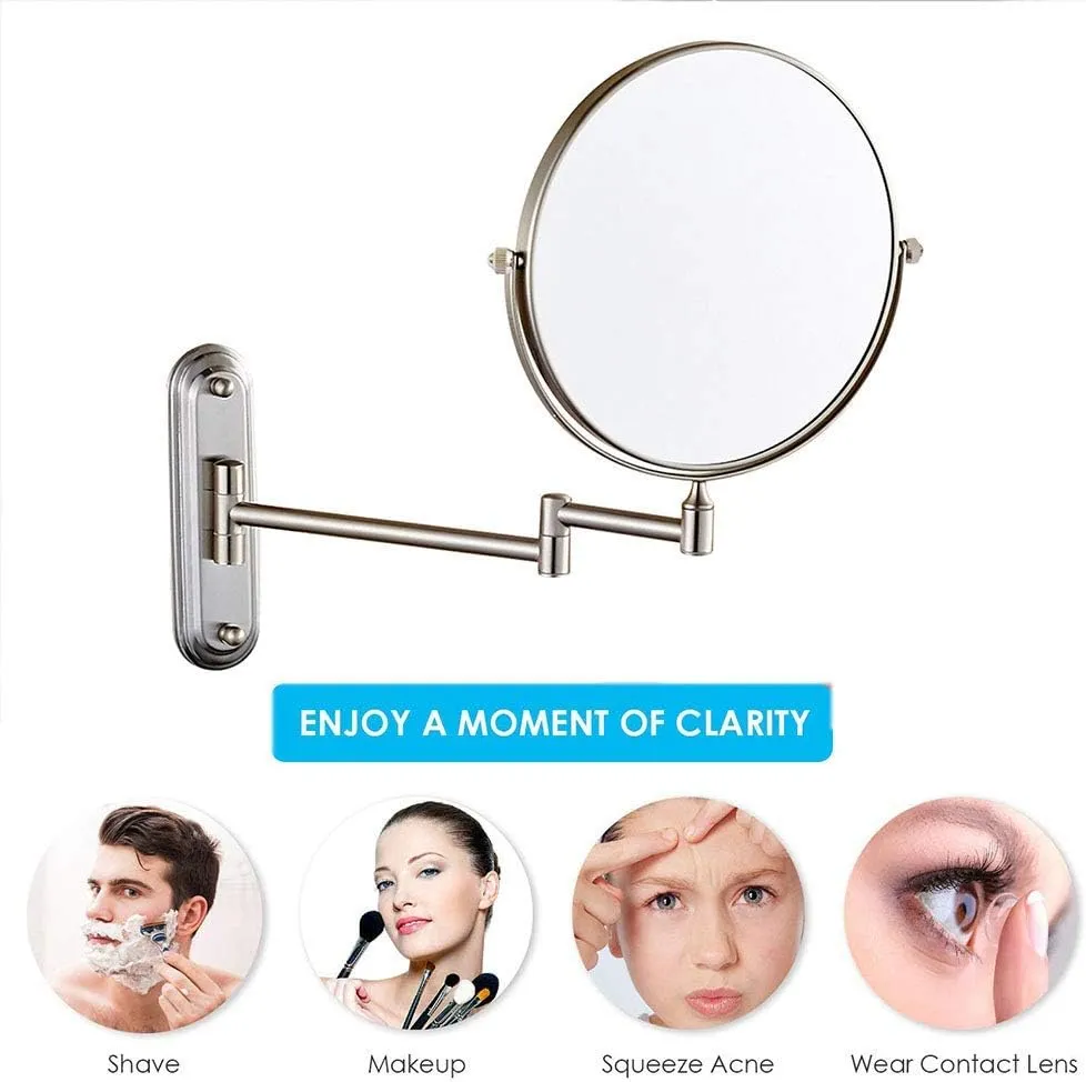 6/8-Inch Wall Mounted Makeup Mirror, Two-Sided Swivel Wall Mount Mirror, 3/5/7/10x Magnification, 360 Degree Swivel(8in,3X)