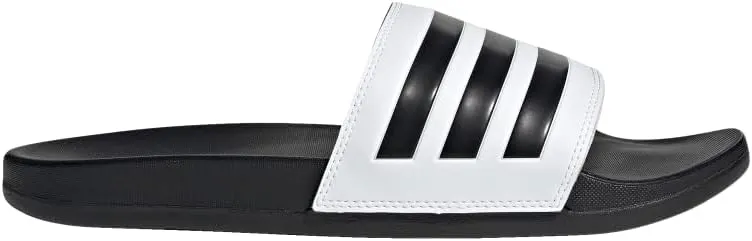 adidas Unisex Adilette Comfort Slides Sandal, White/Core Black/Core Black, 18 US Men