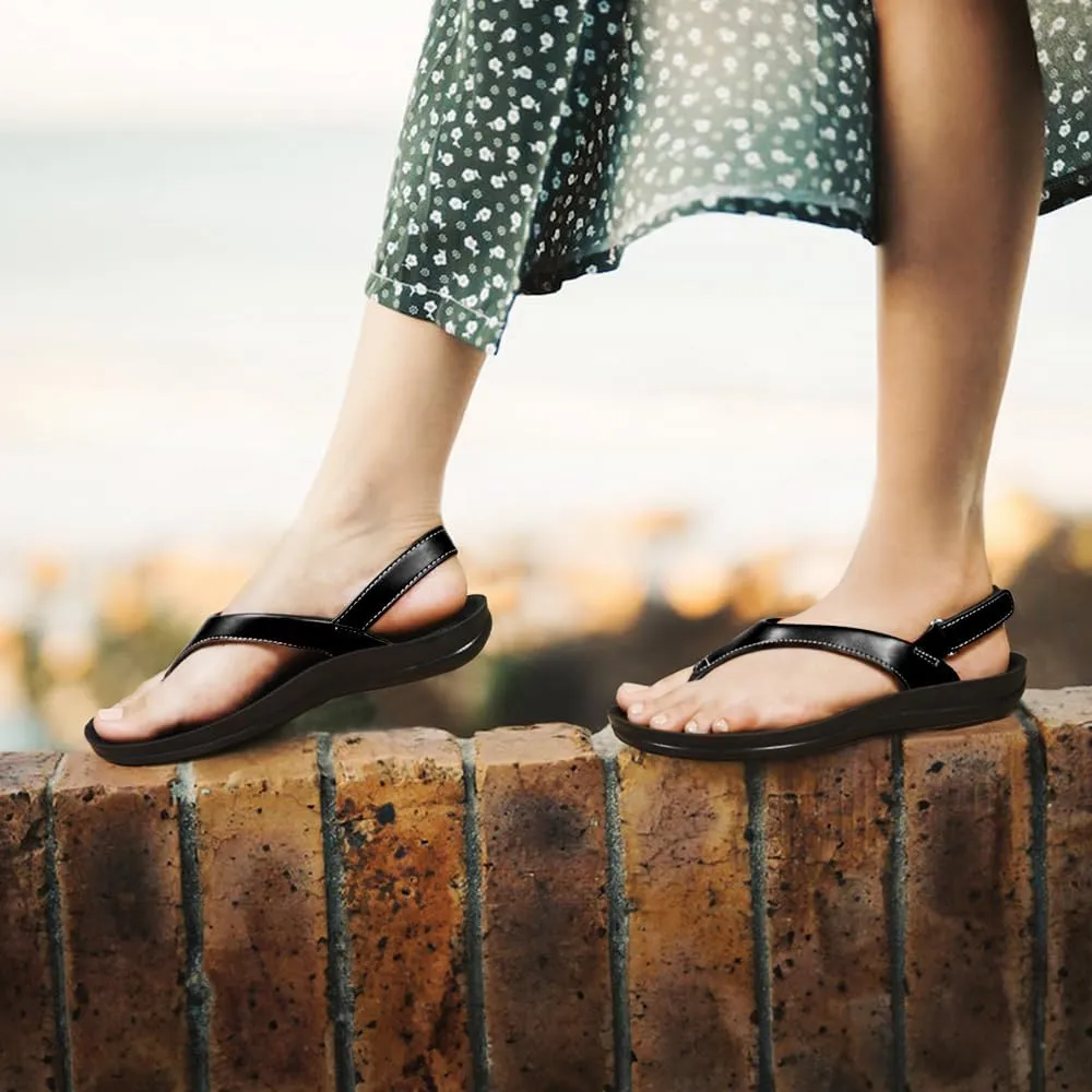 AEROTHOTIC Comfortable Arch Support Slingback Flats for Women Sandals Cute Soft T-Strap Toe Post Casual Fashion Dressy Flip Flops Vacation Essentials