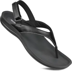 AEROTHOTIC Comfortable Arch Support Slingback Flats for Women Sandals Cute Soft T-Strap Toe Post Casual Fashion Dressy Flip Flops Vacation Essentials