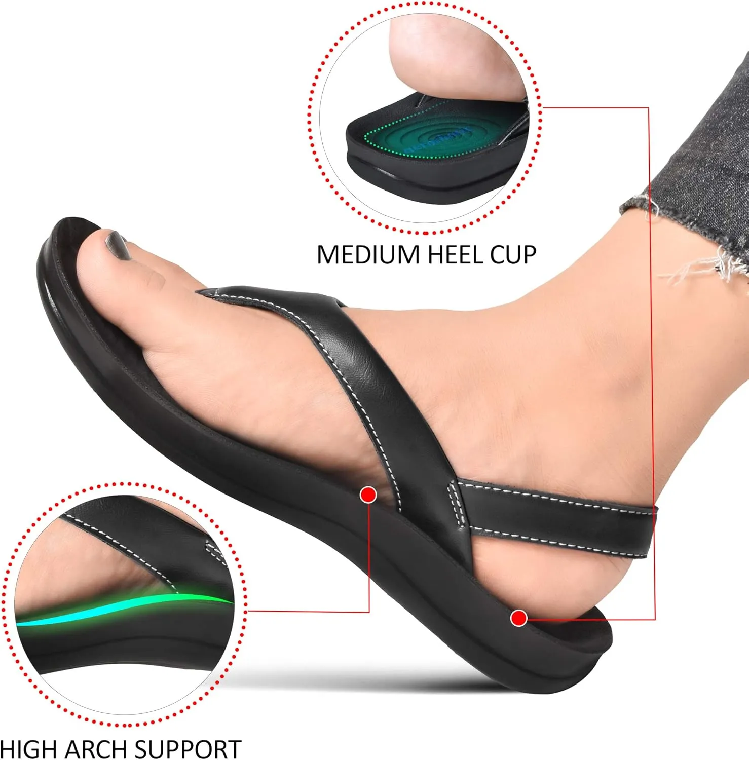 AEROTHOTIC Comfortable Arch Support Slingback Flats for Women Sandals Cute Soft T-Strap Toe Post Casual Fashion Dressy Flip Flops Vacation Essentials