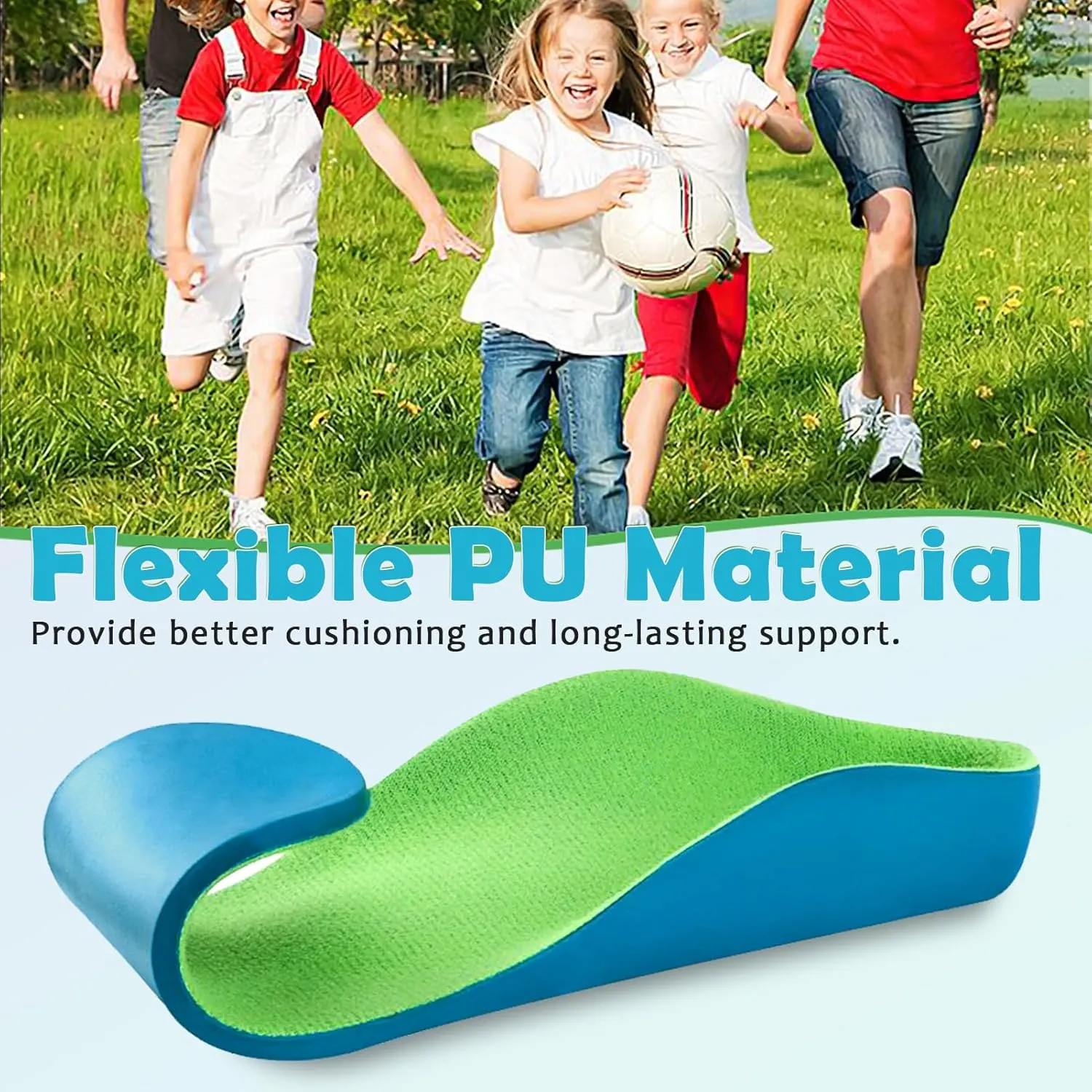 Ailaka Kids Orthotic Arch Support Insoles, PU Foam Cushioning Arch Support Shoe Insert for Overpronation Children Toddlers Flat feet, Plantar Fasciitis(12-1.5 M US Little Kid)
