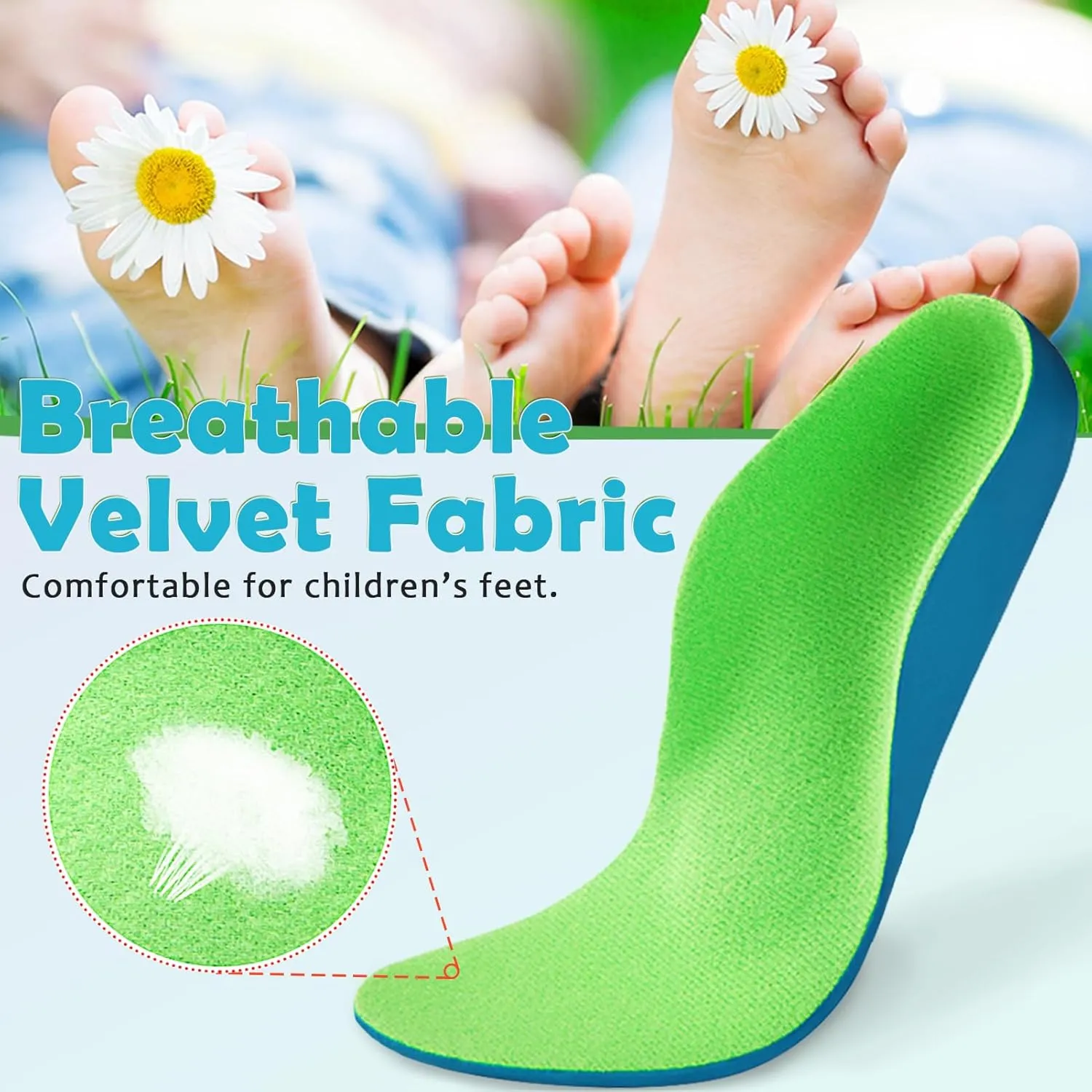 Ailaka Kids Orthotic Arch Support Insoles, PU Foam Cushioning Arch Support Shoe Insert for Overpronation Children Toddlers Flat feet, Plantar Fasciitis(12-1.5 M US Little Kid)