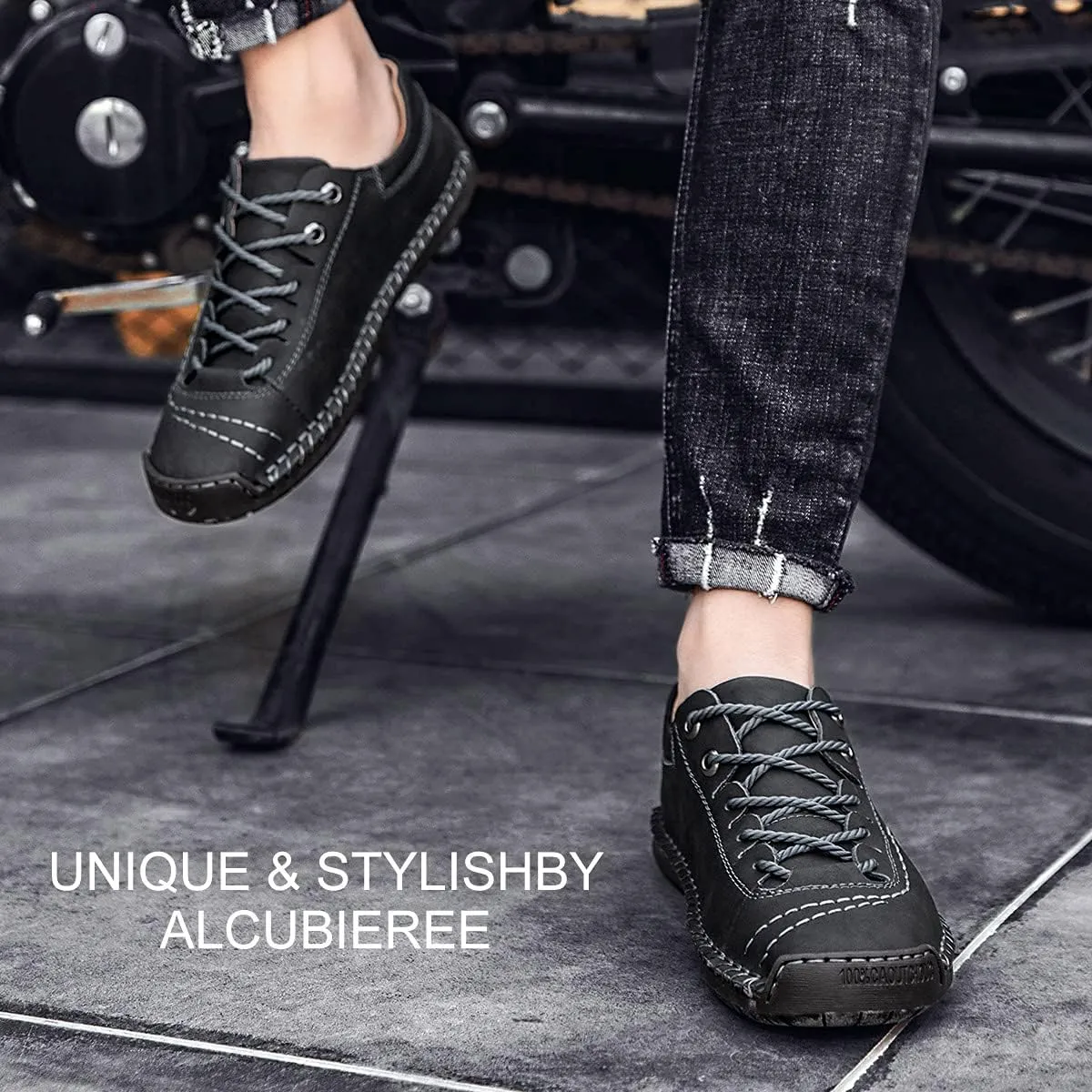 alcubieree Mens Leather Casual Shoes Comfortable Fashion Sneakers Loafers Lightweight Dress Walking Driving Shoes for Men（Size 7.5-13）