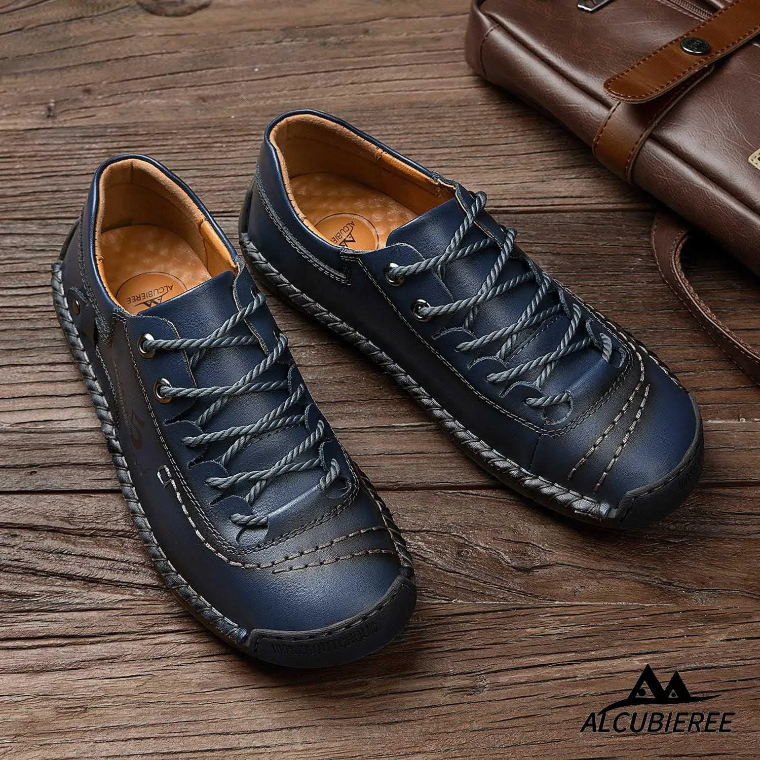 alcubieree Mens Leather Casual Shoes Comfortable Fashion Sneakers Loafers Lightweight Dress Walking Driving Shoes for Men（Size 7.5-13）