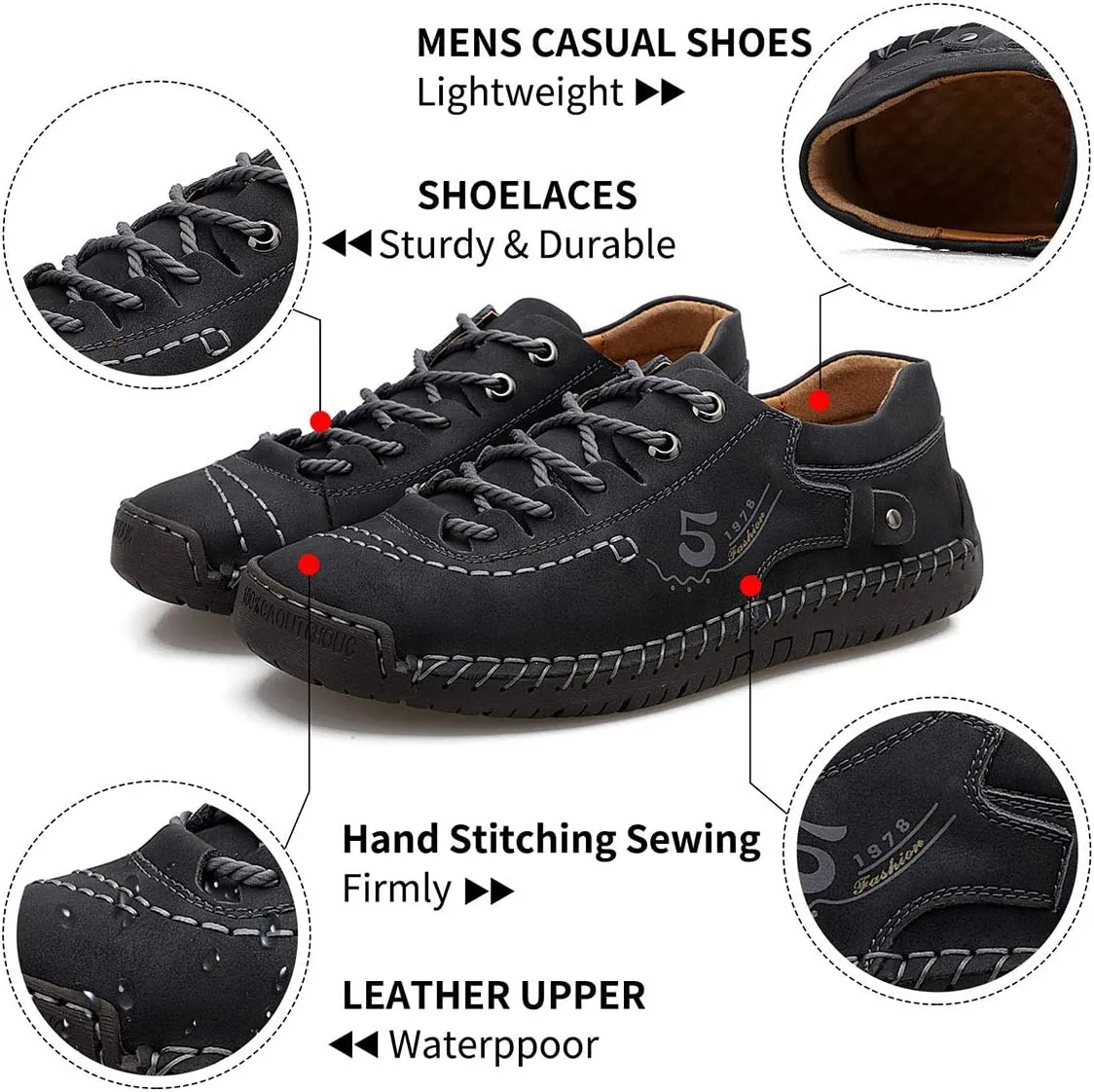 alcubieree Mens Leather Casual Shoes Comfortable Fashion Sneakers Loafers Lightweight Dress Walking Driving Shoes for Men（Size 7.5-13）