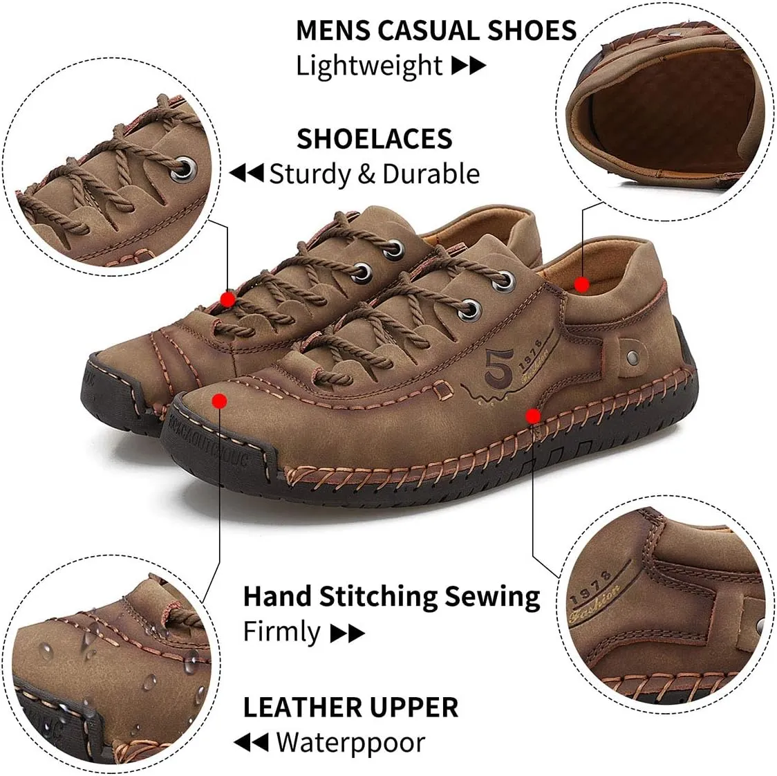 alcubieree Mens Leather Casual Shoes Comfortable Fashion Sneakers Loafers Lightweight Dress Walking Driving Shoes for Men（Size 7.5-13）