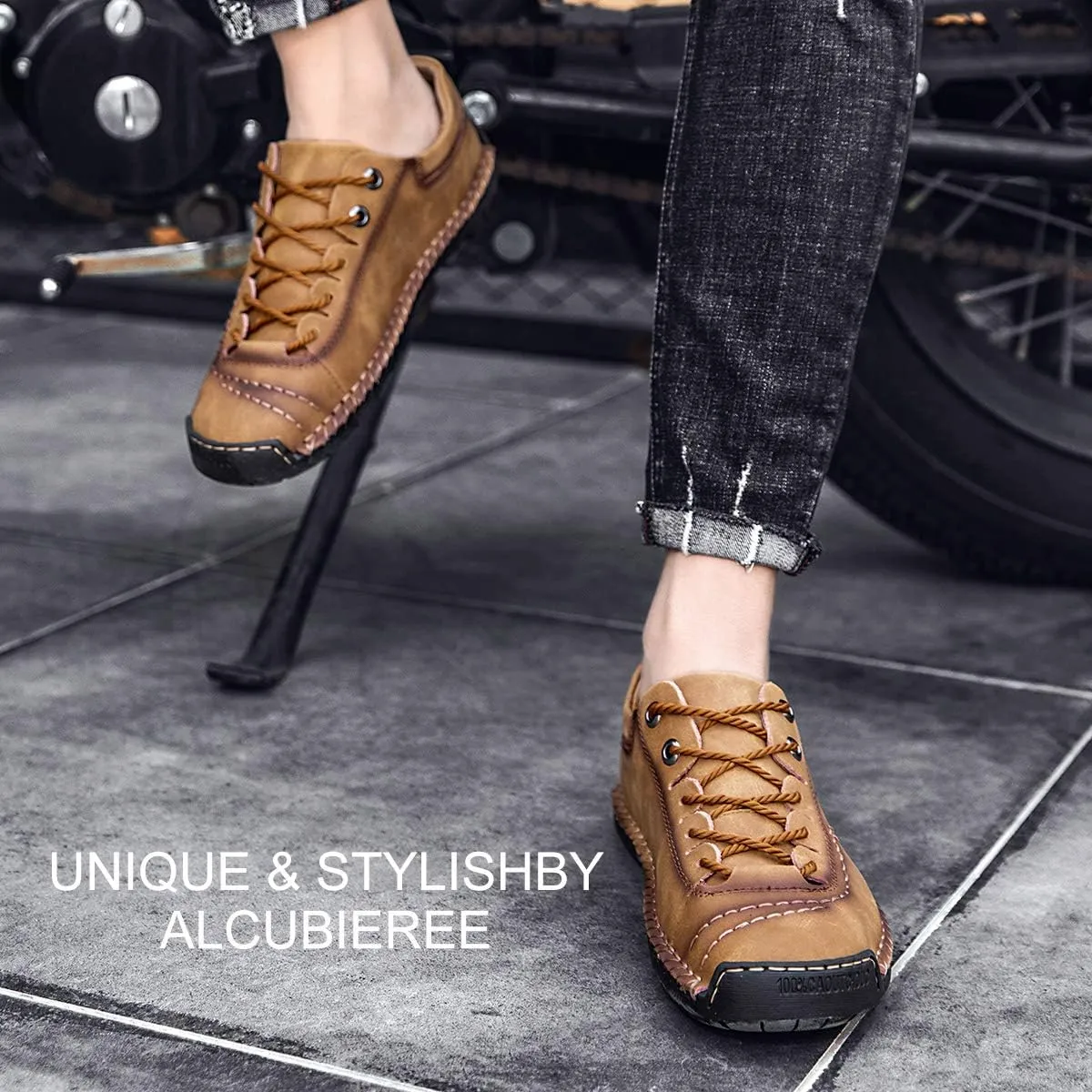 alcubieree Mens Leather Casual Shoes Comfortable Fashion Sneakers Loafers Lightweight Dress Walking Driving Shoes for Men（Size 7.5-13）