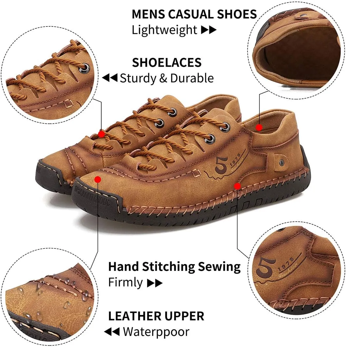 alcubieree Mens Leather Casual Shoes Comfortable Fashion Sneakers Loafers Lightweight Dress Walking Driving Shoes for Men（Size 7.5-13）