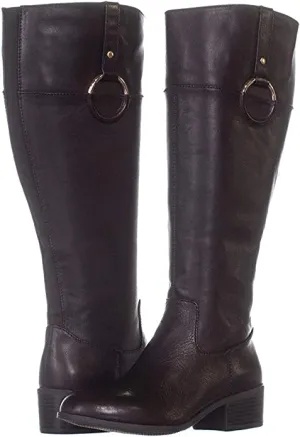 Alfani Womens Briaah Leather Round Toe Knee High Riding Boots, Brown, Size 9.5