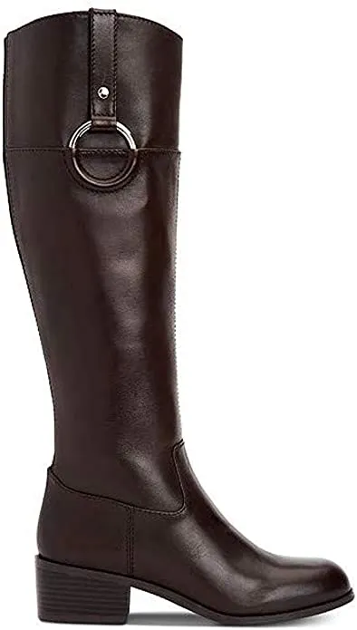 Alfani Womens Briaah Leather Round Toe Knee High Riding Boots, Brown, Size 9.5