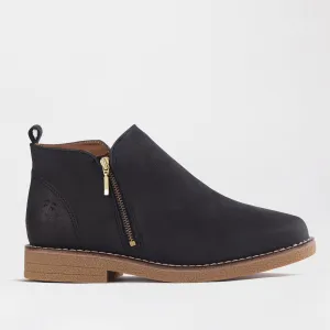 Ankle Boot with Gold Zip in Black - 12777