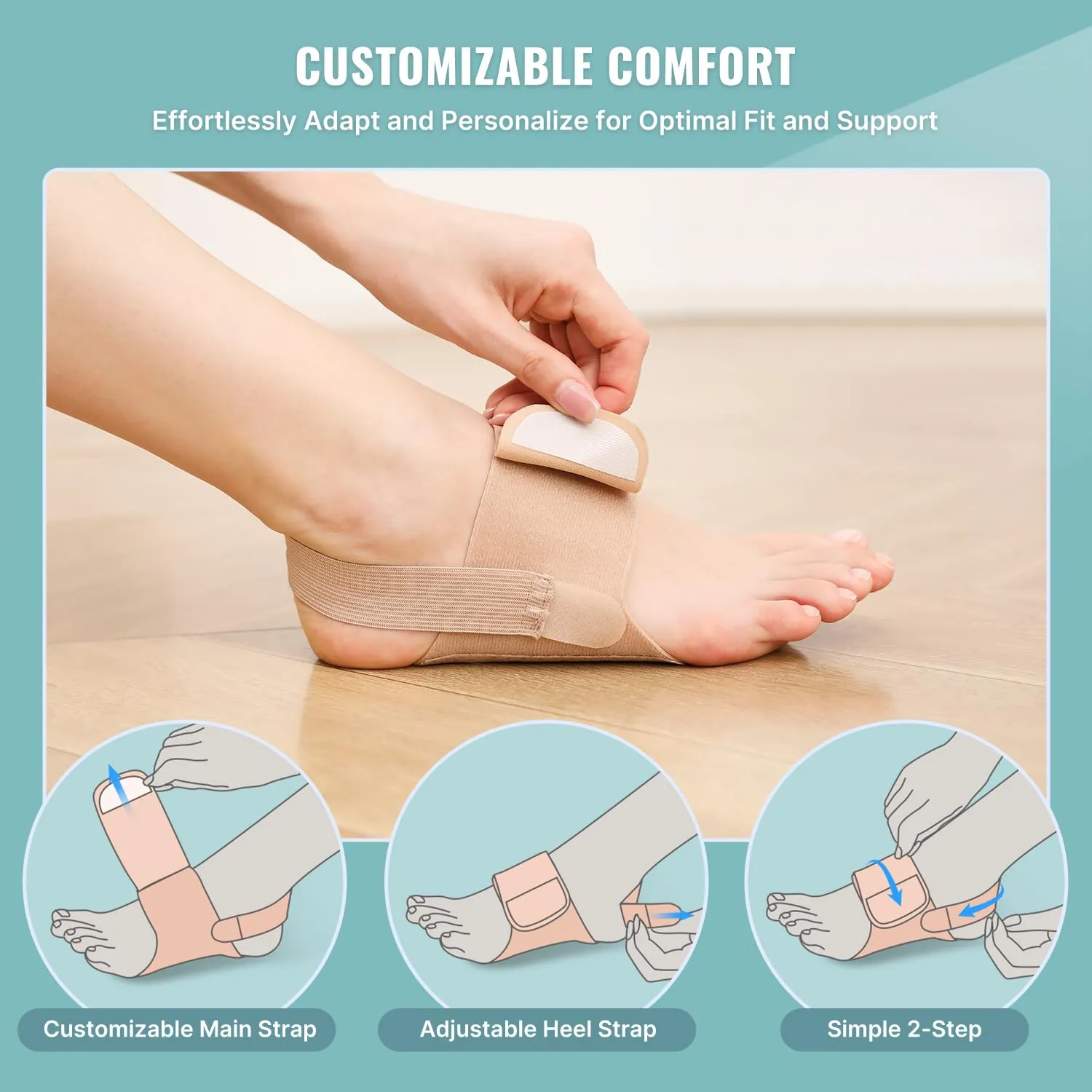 Arch Support Braces for Plantar Fasciitis Relief: Upgraded Non-Slip Wearable Arch Support w/Built-in Orthotics - Adjustable Bands w/Gel Pads for Flat Feet High & Fallen Arch Unisex HSA or FSA Eligible