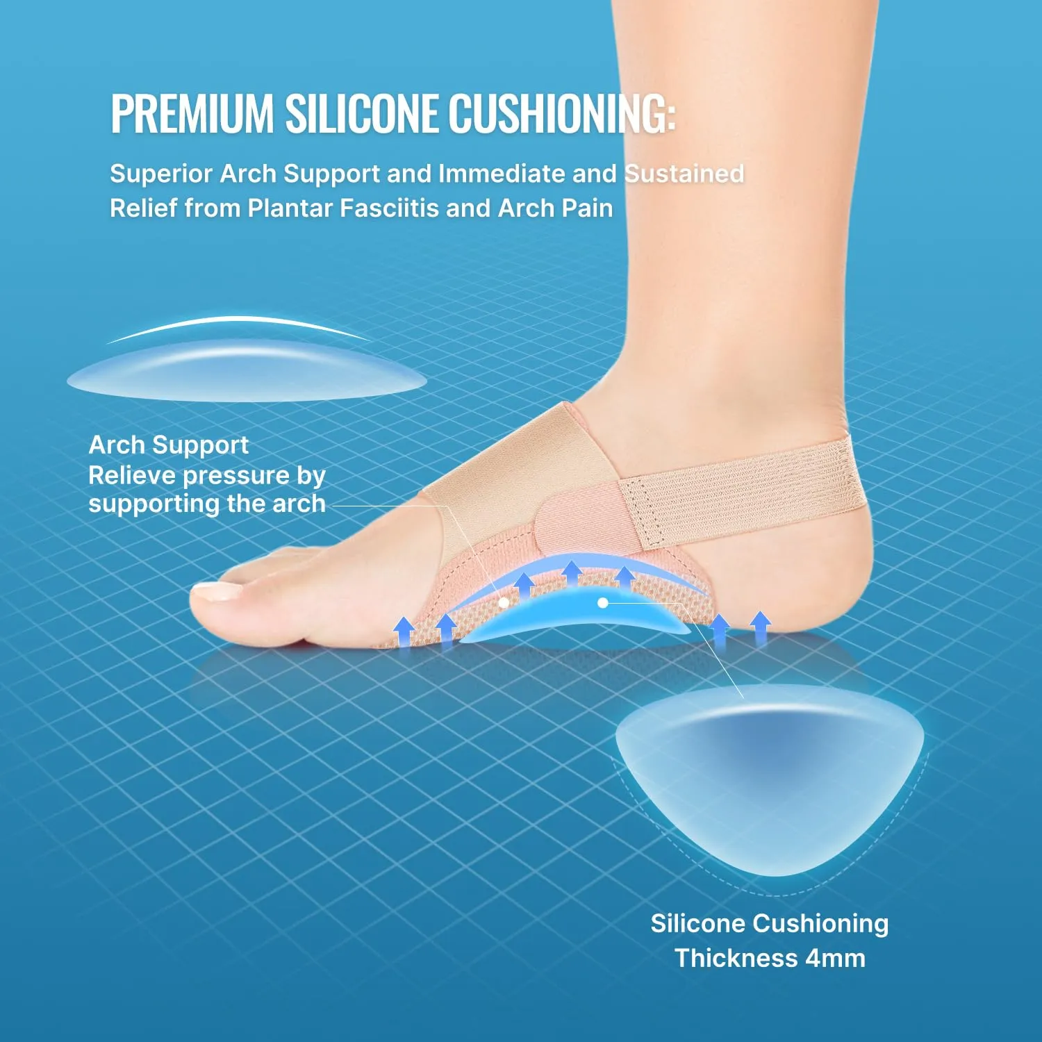 Arch Support Braces for Plantar Fasciitis Relief: Upgraded Non-Slip Wearable Arch Support w/Built-in Orthotics - Adjustable Bands w/Gel Pads for Flat Feet High & Fallen Arch Unisex HSA or FSA Eligible