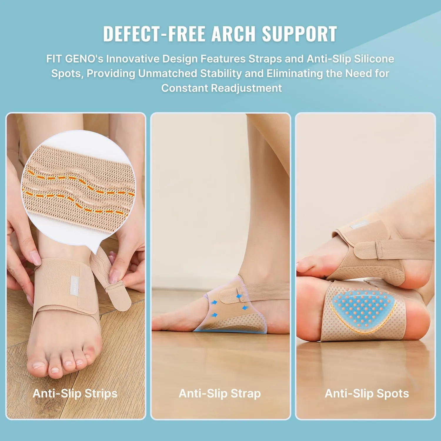 Arch Support Braces for Plantar Fasciitis Relief: Upgraded Non-Slip Wearable Arch Support w/Built-in Orthotics - Adjustable Bands w/Gel Pads for Flat Feet High & Fallen Arch Unisex HSA or FSA Eligible