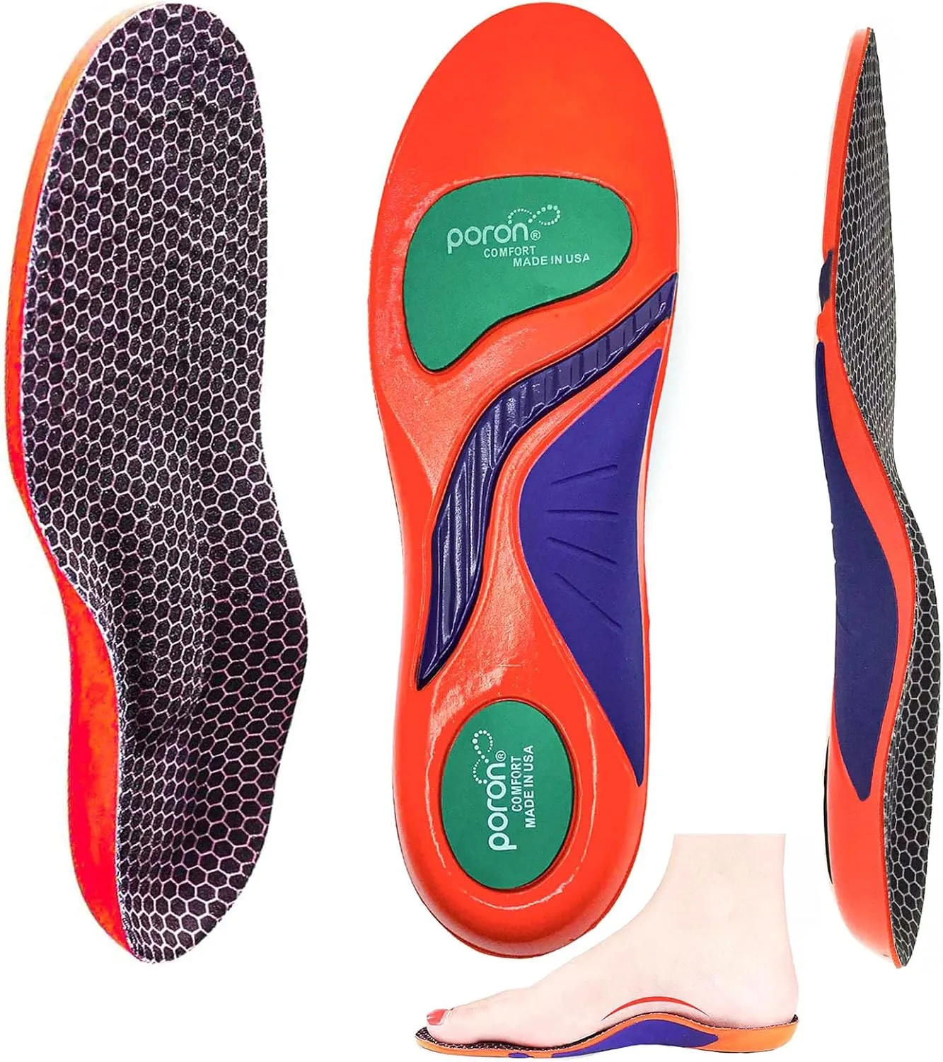 Arch Support Gel Insoles Women Men 7-Times-Shock-Protection 3D-Xpain™-Poron Plantar Fasciitis Orthotic Insoles Flat feet Insole Orthopedic Insoles Metatarsalgia Heel Pain Comfort Shoe Inserts