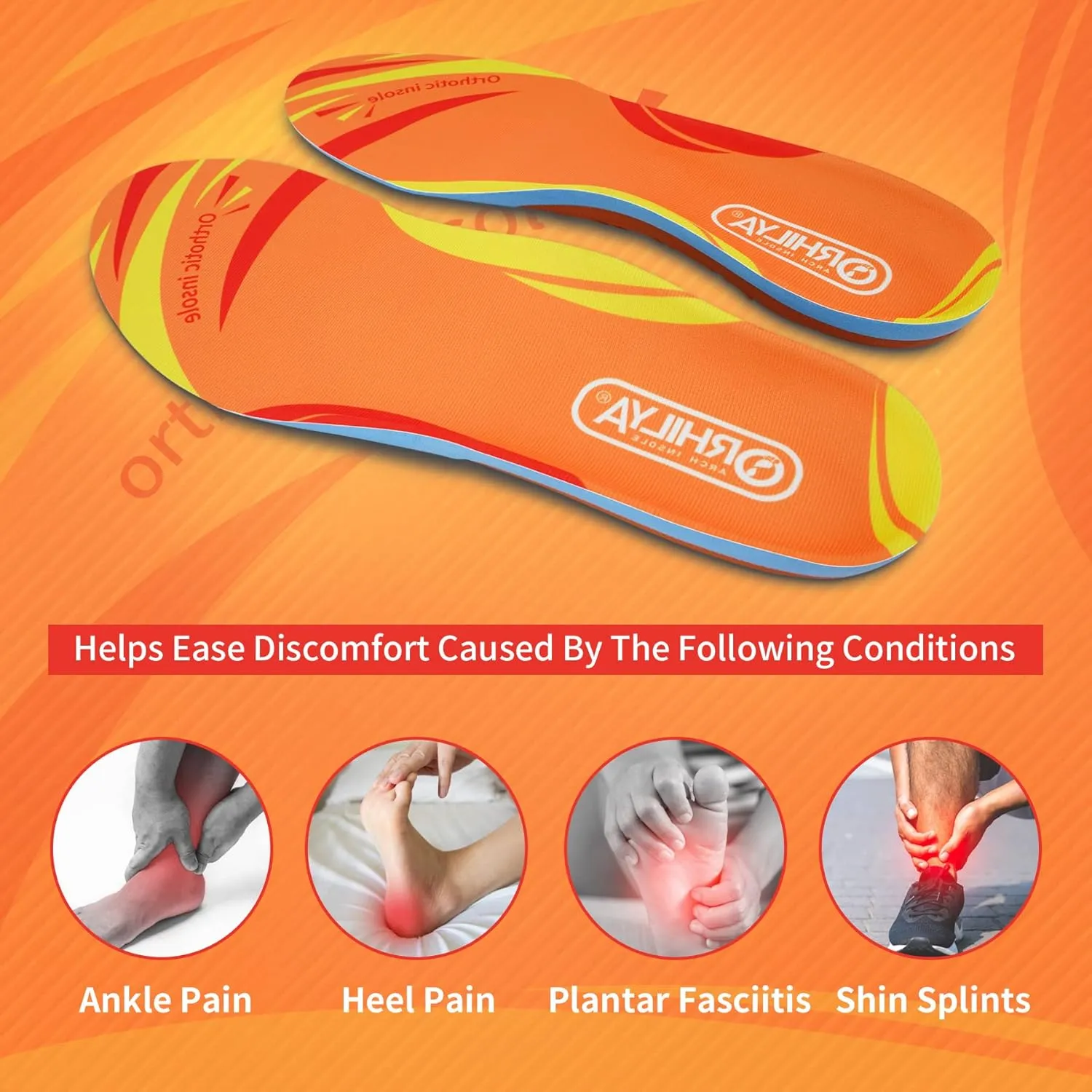 Arch Support Insert Plantar Fasciitis Pain Relief Heel Spur Orthopedic Insole Men Women, Flat Feet Comfort Gel Work Boot Shoe Orthotic Insert Long Time Standing, XL