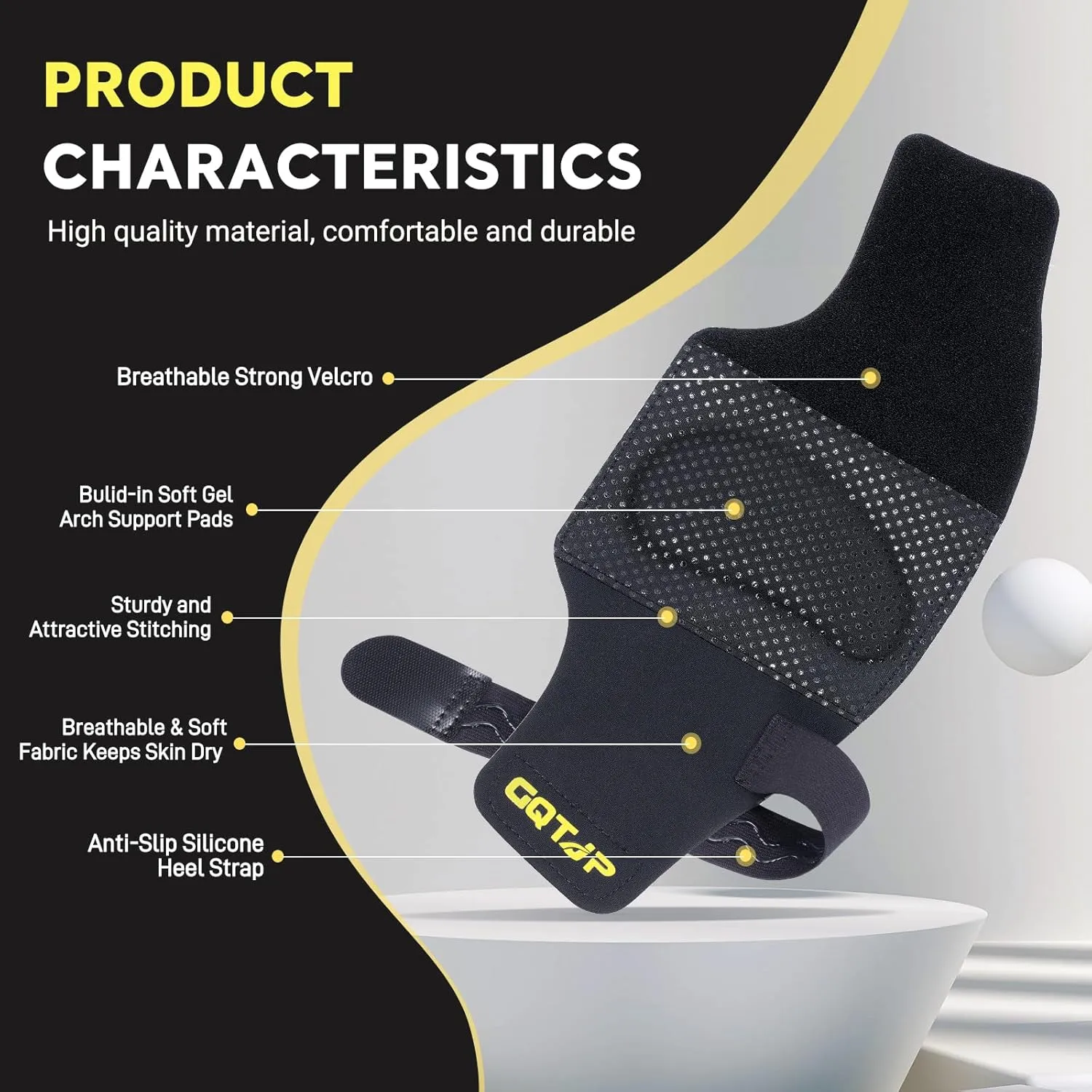 Arch Support Inserts Braces for Plantar Fasciitis Relief, Adjustable Arch Support Compression Bands, Arch Sleeves for Flat Feet, Foot Support for Pain Relief with Gel Pads