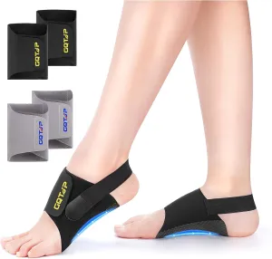 Arch Support Inserts Braces for Plantar Fasciitis Relief, Adjustable Arch Support Compression Bands, Arch Sleeves for Flat Feet, Foot Support for Pain Relief with Gel Pads