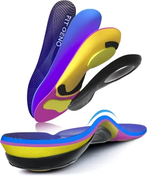 Arch Support Plantar Fasciitis Insoles: Fit Geno Orthotics Inserts for High Arch Pain Relief – Heavy Duty Shoe Inserts for Women & Men 220lbs  – for Work Boots & Sneakers (Women's 10-11 / Men's 8-9)