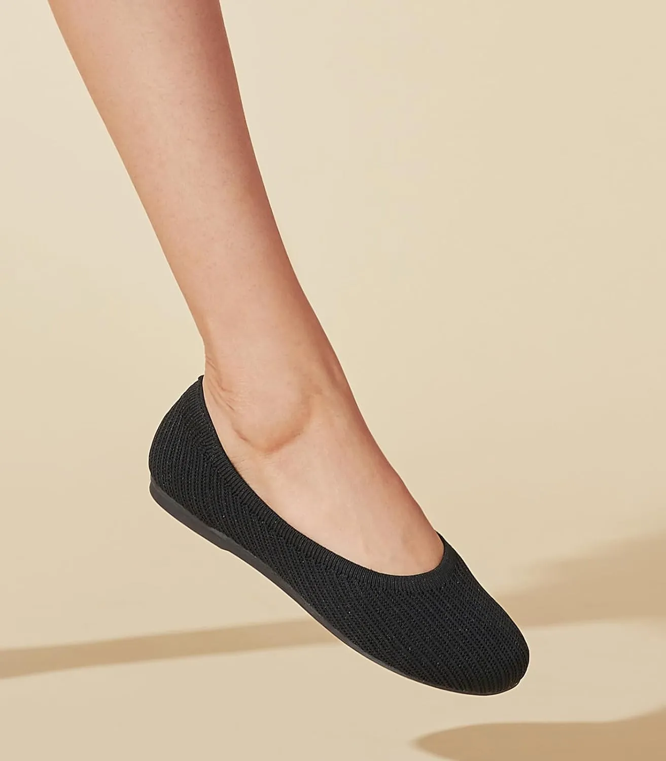 Arromic Flats Shoes for Women, Washable Round Toe Knit Ballet Flats Shoes with Comfortable Heel Cushions, Soft Slip on Dressy Shoes for Business Casual, Office, Work, Wedding