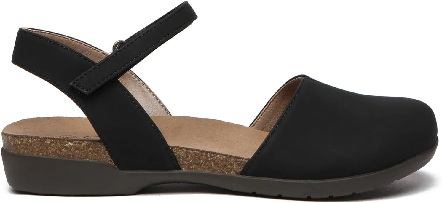 Athlefit Women's Closed Toe Sandals Comfort Cork Footbed Arch Support Flat Sandals