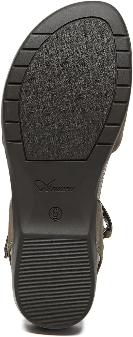 Athlefit Women's Closed Toe Sandals Comfort Cork Footbed Arch Support Flat Sandals