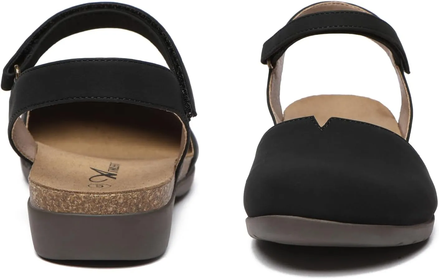 Athlefit Women's Closed Toe Sandals Comfort Cork Footbed Arch Support Flat Sandals
