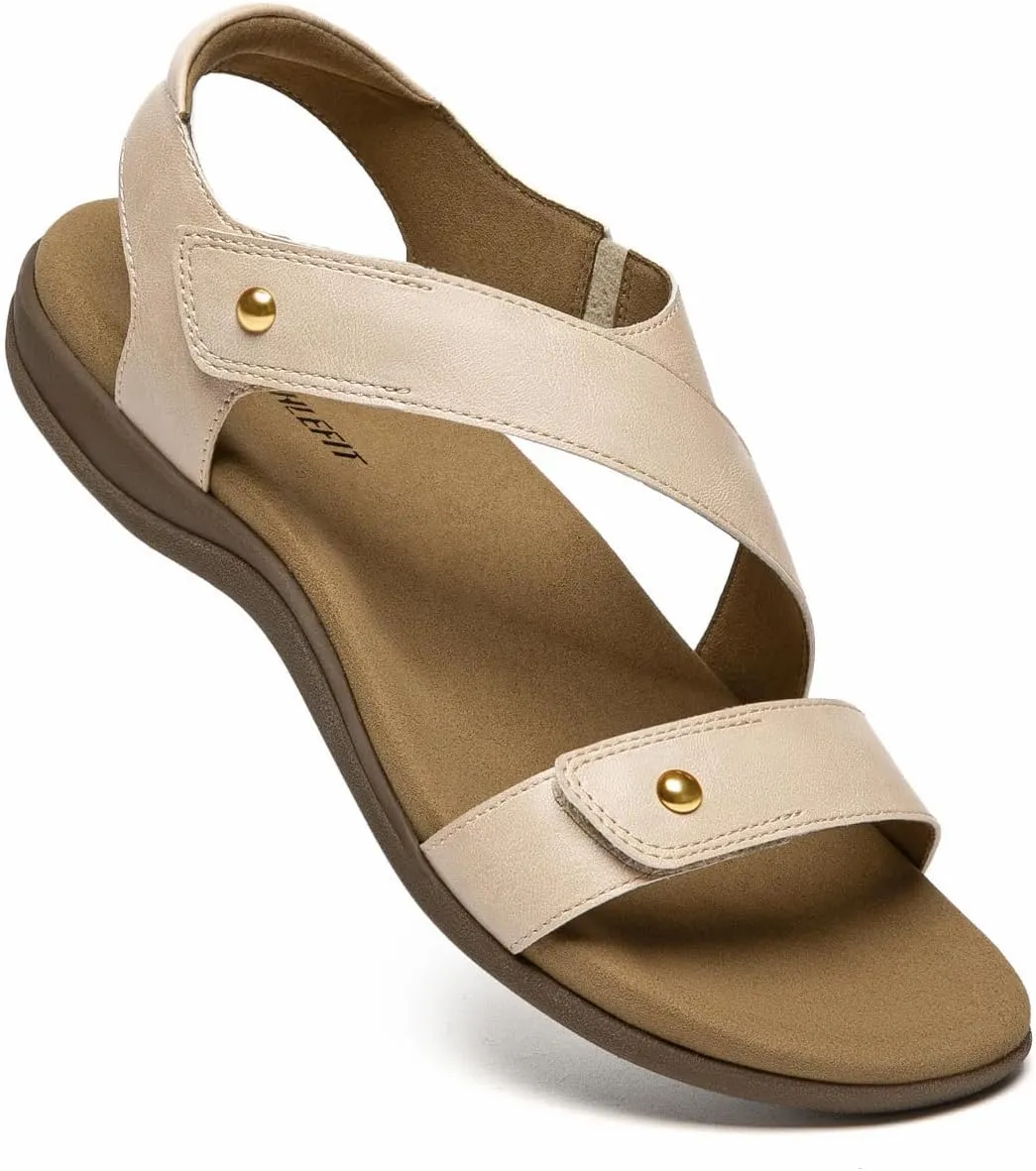 Athlefit Women's Comfortable Orthopedic Sandals with Arch Support Adjustable Walking Casual Orthotic Sandals