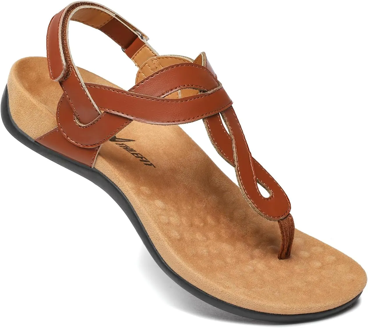 Athlefit Women's Orthopedic Arch Support Sandals Comfortable Thong T-Strap Orthotic Casual Flat Sandals