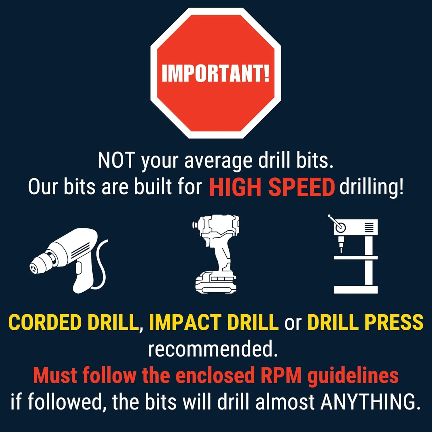 Bad Dog 19 Piece Multipurpose High Speed Drill Bit Set. Unique Carbide, Titanium, Cobalt Tip & Armor Steel Hex Shank. Made in USA. Drill Through Everything! Hardened Steel, Masonry, Wood, Tile & More