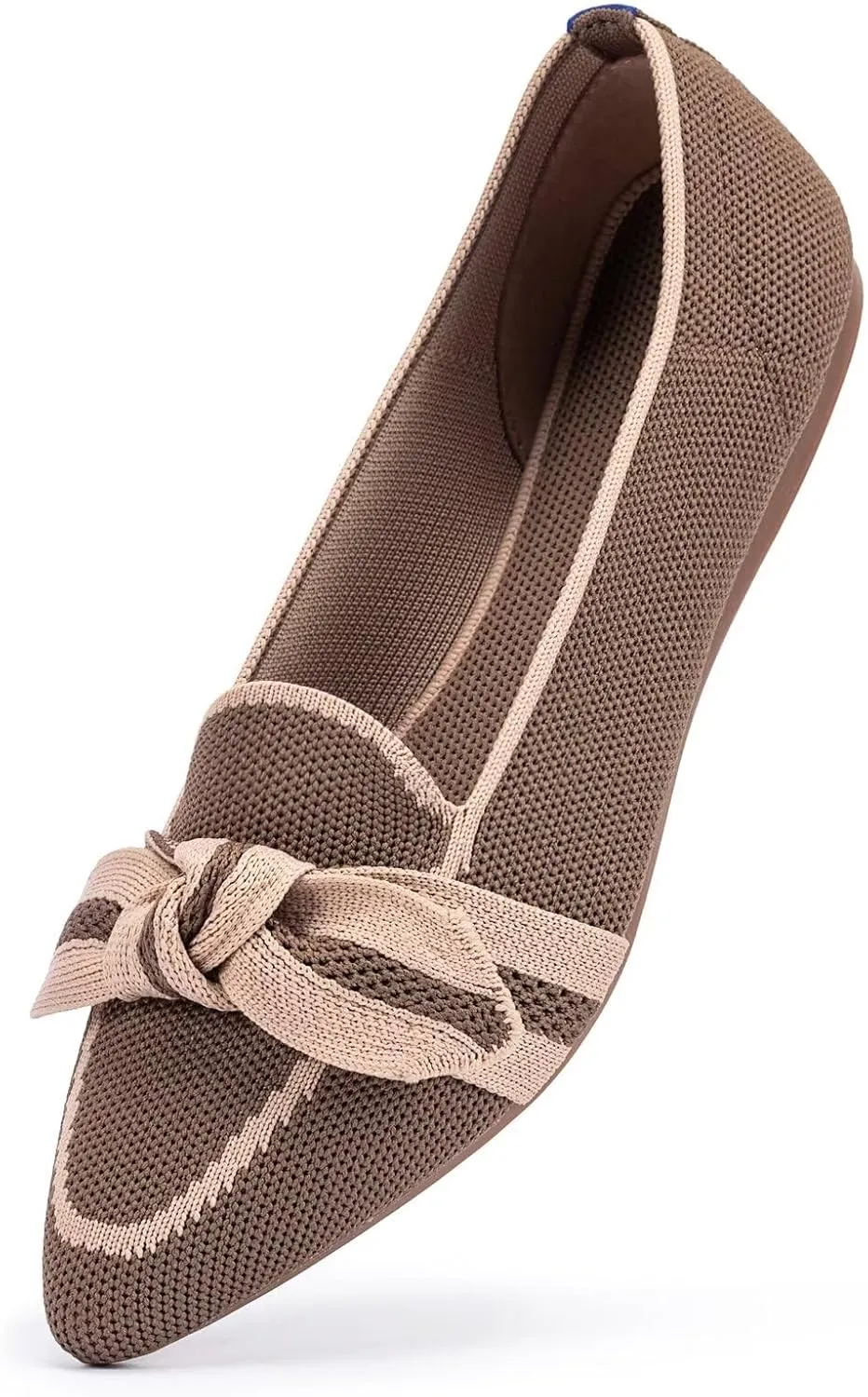 BEJINASH Women's Loafer Flats Casual Knit Fabric Lightweight Dressy Shoes Washable Elegant Pointed-Toe lace-up Bow Shoes Comfortable Ballet Shoes for Women Perfect for Daily