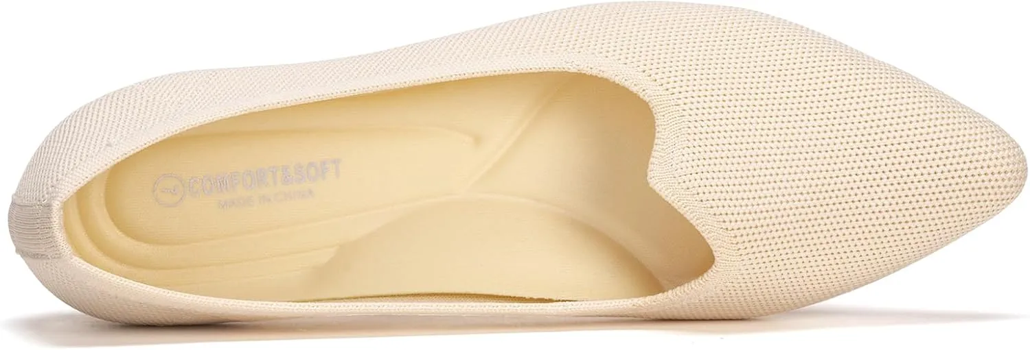 BEJINASH Women's Pointed Toe Flats Knit Flats Shoes for Women Comfortable Light Walking Shoes