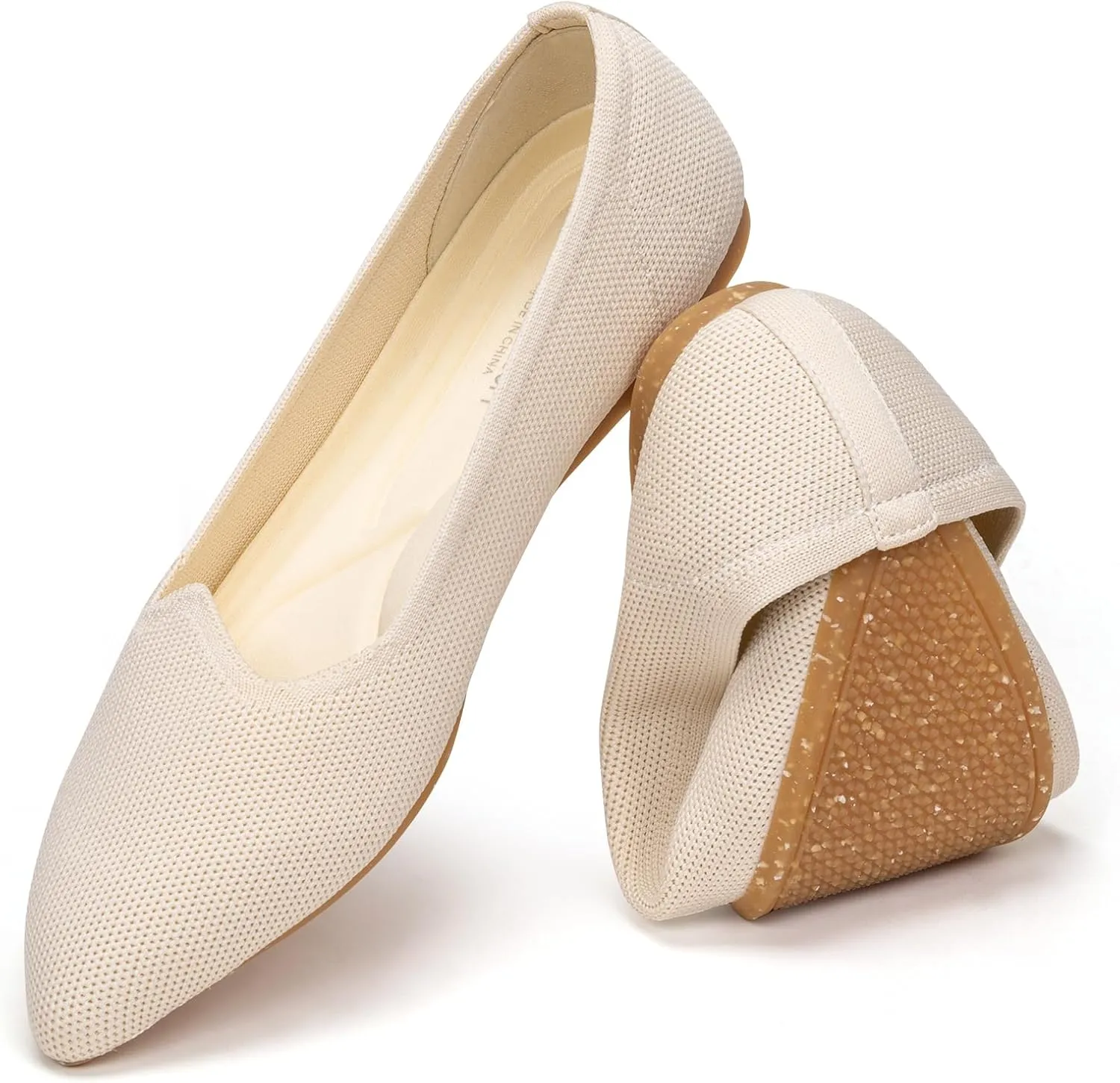 BEJINASH Women's Pointed Toe Flats Knit Flats Shoes for Women Comfortable Light Walking Shoes