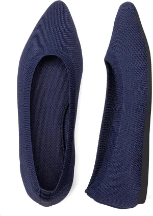BEJINASH Women's Pointed Toe Flats Knit Flats Shoes for Women Comfortable Light Walking Shoes