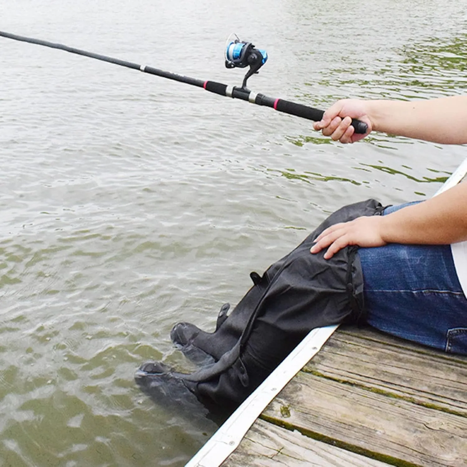 Black Men Waterproof Boot Covers, Outdoor Non-Slip Shoe Covers Reusable, Waterproof Shoe Covers, The Knee Shoes Cover for Camping Fishing Cycling(X-Large)